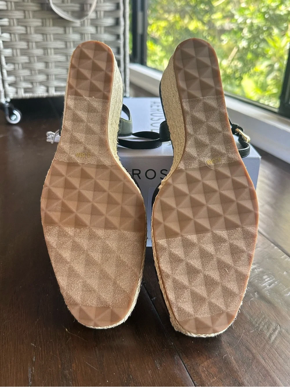 AEROSOLES The Real Wedge Sandal Black Canvas Wedge Espadrille 8.5  NWT/NIB